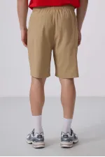 Tommylife Toptan Standart Fit Dokuma Hafif Esnek Chino Şort 81290 Koyu Bej