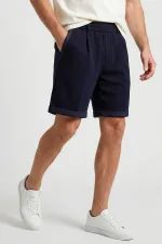 Short basique oversize bleu marine Tommylife pour homme avec ceinture - 81285