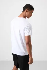 Tommylife Toptan O Yaka Standart Kalıp Aktif Spor Erkek T-Shirt 88385 Beyaz