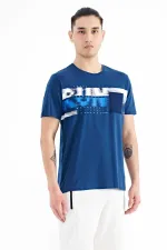 Tommylife Wholesale Indigo Printed Standard Fit Men's T-Shirt with Front Pocket Detail - 88200