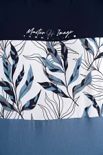 Tommylife Wholesale Navy Blue Gradient Print Detail Crew Neck Standard Fit Men's T-Shirt - 88177