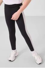 Ensemble de leggings Tommylife Wholesale pour filles, col rond, rayures latérales, coupe standard, performance, blanc et noir, réf. 75191