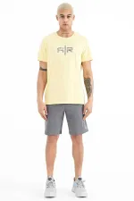 Tommylife Wholesale Boris Crew Neck Standard Fit Printed Men's T-Shirt 88206 Yellow