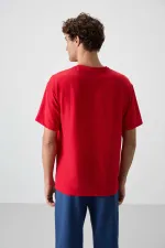 Tommylife Toptan O Yaka Oversize Basic Erkek T-Shirt 88379 Kırmızı