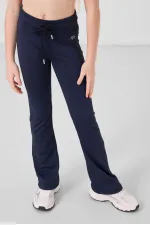 Tommylife Toptan Esnek Standart Fit Basic Performans İspanyol Paça Kız Çocuk Tayt 75193 İndigo
