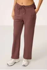 Ensemble tunique de survêtement à capuche oversize pour femme Tommylife, texture douce, vente en gros - 95348 Marron