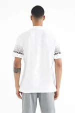 T-shirt homme Tommylife en gros, manches blanches imprimées, col polo, coupe standard - 88240