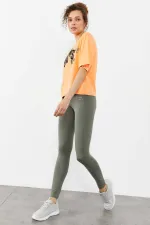 Tommylife Toptan Çağla Yüksek Bel Toparlayıcı Slim Fit Dar Paça Kadın Tayt - 94011