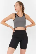 Débardeur court gris basique sans manches à col en U pour femme Tommylife Wholesale - 97162