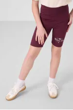 Tommylife Toptan Pamuklu O Yaka Standart Fit Baskılı Kız Çocuk Tayt Takım 75190 Ekru Bordo