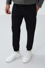 Tommylife Toptan Siyah Fermuar Cepli Standart Kalıp Jogger Erkek Eşofman Alt - 84651