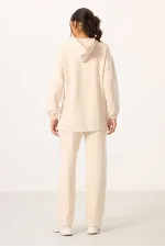 Ensemble tunique de survêtement oversize à capuche et texture douce Tommylife pour femme - 95348 Beige