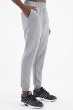 Tommylife Wholesale Grey Melange Men's Sweatpants with Drawstring Front Stitching Detail and Standard Fit - 84994