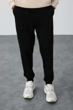 Tommylife Toptan Siyah Klasik Cepli Standart Kalıp Manşetli Erkek Eşofman Alt - 84652