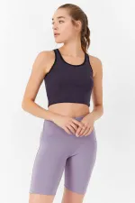 Tommylife Wholesale Purple Basic Sleeveless Slim Fit U-Neck Women's Crop Top Tank Top - 97162