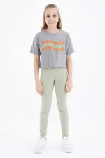 Tommylife Wholesale Grey Oversize Colorful Printed Drop Shoulder Crew Neck Girls Crop T-Shirt - 75038