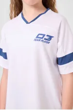 Tommylife Toptan V Yaka Kemer Detaylı Standart Fit Performans Kız Çocuk Tayt Takım 75187 Beyaz Parlament