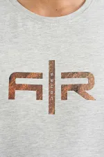 Tommylife Toptan Boris O Yaka Standart Kalıp Baskılı Erkek T-Shirt 88206 Gri Melanj