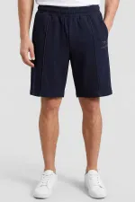 Tommylife Toptan Lacivert Oversize Fit Basic Ön Dikiş Detaylı Erkek Şort - 81283