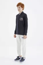 Sweat-shirt basique Tommylife pour garçon, taille serveur, col polo, coupe standard, bleu marine, référence 11172