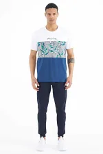 Tommylife Wholesale White Gradient Print Detail Crew Neck Standard Fit Men's T-Shirt - 88177