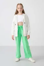 Tommylife Wholesale 7-15 Years Wide Leg Standard Fit Girls' Sweatpants 75144 Aqua Green