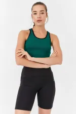 Débardeur court vert basique sans manches à col en U pour femme Tommylife Wholesale - 97162