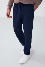 Pantalon de survêtement Tommylife Wholesale Indigo pour homme, avec cordon de serrage, poches, coupe standard, jambe classique - 84682