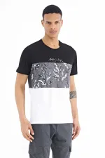 Tommylife Wholesale Black Gradient Print Detail Crew Neck Standard Fit Men's T-Shirt - 88177