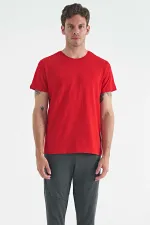 Tommylife Wholesale Calvin Klein Crew Neck Standard Fit Basic Men's T-Shirt 88245 Red