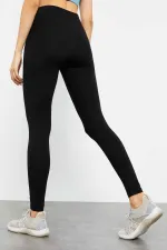 Tommylife Toptan Siyah Yüksek Bel Toparlayıcı Slim Fit Dar Paça Kadın Tayt - 94011