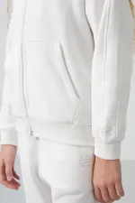 Ensemble de survêtement à capuche coupe standard pour filles de 3 à 9 ans Tommylife Wholesale 75148 Écru