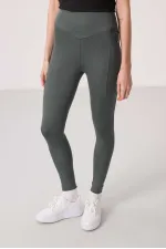 Leggings de performance extensibles en polyester Tommylife Wholesale pour femmes - 94666 Kaki