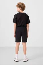 Ensemble short chino garçon Tommylife Wholesale en coton léger et extensible, coupe oversize, noir, réf. 11275
