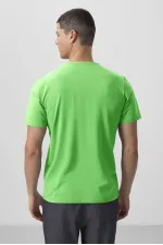 T-shirt basique Tommylife pour homme, col en V, coupe standard, vert fluo, référence 87912.