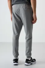 Tommylife Toptan Comfort Fit Nakışlı Erkek Jogger Eşofman Alt 82123 Gri Melanj