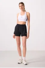 Short Tommylife en polyester, coupe standard, poche cachée, fermeture éclair, legging intégré - 91015 Noir