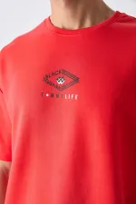 Tommylife Wholesale Crew Neck Oversize Printed Men's T-Shirt 88325 Fiesta