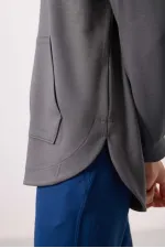 Sweat-shirt tunique oversize à capuche et texture douce Tommylife pour femme - 97302 Gris foncé