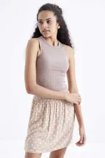 Tommylife Wholesale Camel Basic Sleeveless O-Neck Women's Crop Top Tank Top - 97204