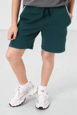 Short garçon à lacets, coupe standard, vert forêt, Tommlife Wholesale - 11284