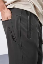 Tommylife Toptan Haki Fermuar Cepli Dar Kalıp Jogger Erkek Eşofman Alt - 84343