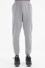 Tommylife Wholesale Grey Melange Men's Sweatpants with Drawstring Front Stitching Detail and Standard Fit - 84994