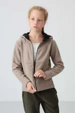 Sweat-shirt à capuche en polaire Tommylife pour filles de 7 à 15 ans, coupe standard, réf. 75152, beige foncé