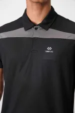 Tommylife Toptan Polo Yaka Standart Kalıp Aktif Spor Erkek T-Shirt 88392 Siyah