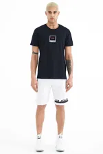 Tommylife Wholesale Adney Crew Neck Standard Fit Printed Men's T-Shirt 88230 Navy Blue