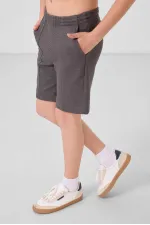 Tommylife Wholesale Cotton Soft Textured Standard Fit Basic Boys' Shorts 11289 Dark Grey