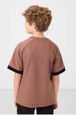 T-shirt garçon Tommylife en coton doux texturé, coupe oversize, avec poche, référence 11295, couleur cannelle