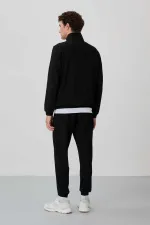 Tommylife Wholesale Herbert Standard Fit Stand Collar Men's Tracksuit Set 85233 Black