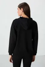 Tommylife Wholesale Hooded Oversize Women's Sweatshirt 97291 Black